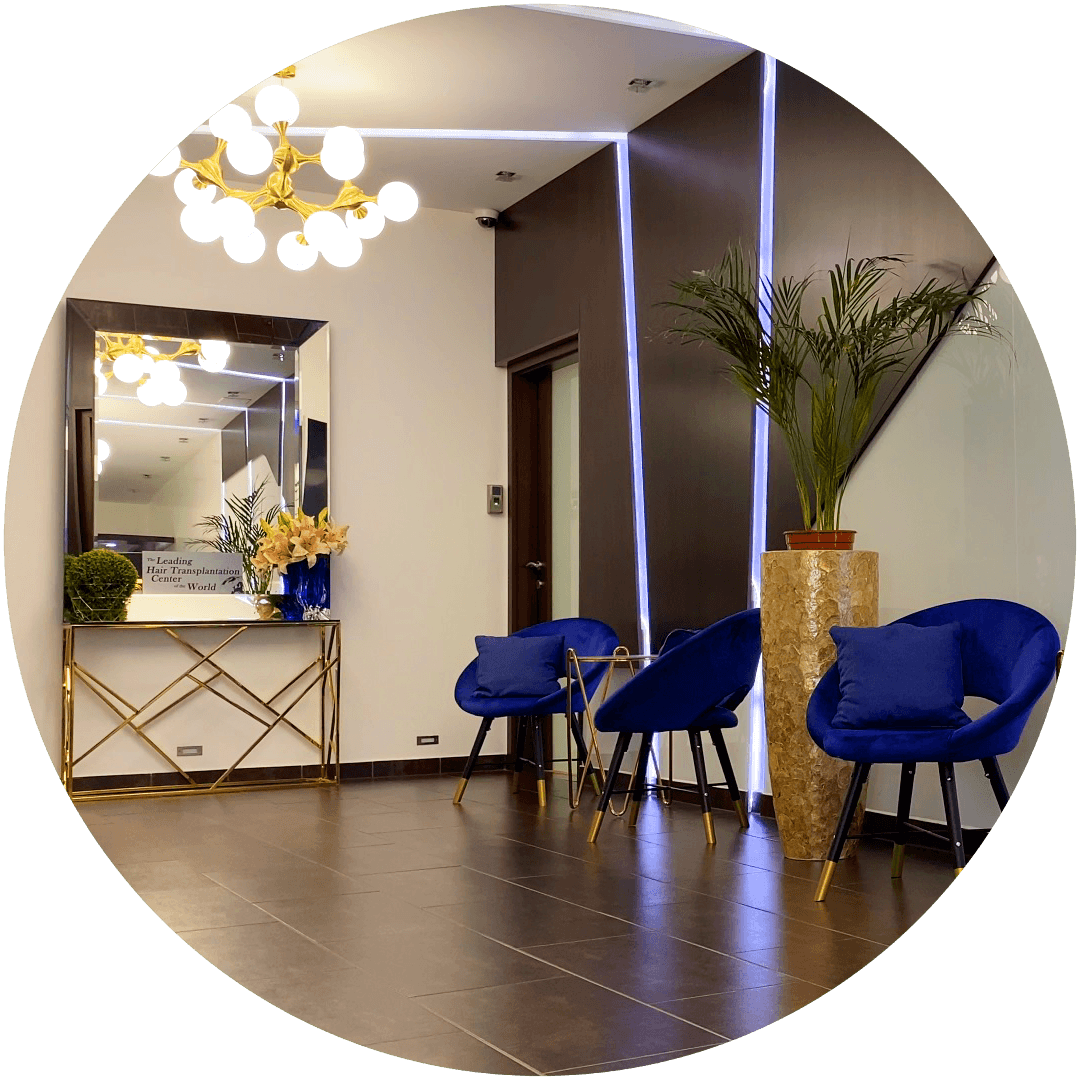 Elegáns recepció és váró a HIMG hajbeültetési klinikán